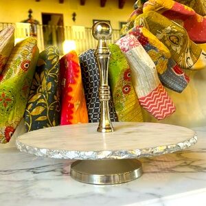 Round marble & Nickel cookie or cupcake display/server